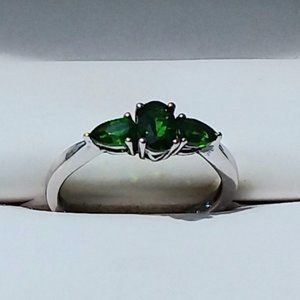 Size 8 & 9 Sterling Silver Genuine Russian Chrome Diopside Ring